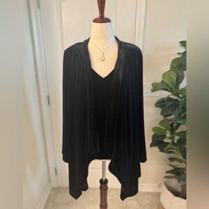 CALVIN KLEIN Black Velour Open Front Jacket in Women’s Plus Size 2X